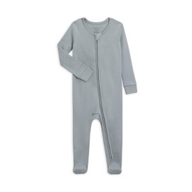 Colored Organics Baby Zip-Up Footed Sleeper with 2-Way Zipper - Newborn Organic Cotton Pajamas - Mist - Newborn