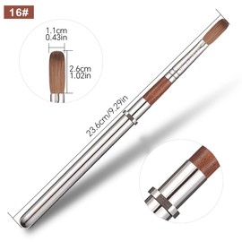 KADS Acrylic Nail Brush with Penholder Nail Brush for Acrylic Application-Oval Shaped Powder Nail Design Tools for Professional Manicure DIY Home Salon (16#)