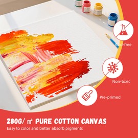 Simetufy 12 x 12 inch 12 Pack Painting Canvas Boards- Gesso Primed Acid-Free 100% Cotton Canvas Panels for Acrylics Oil Watercolor Tempera Paints