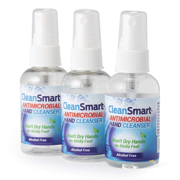 CleanSmart Skin & Hand Cleanser, 2 Ounce Spray Bottle (Pack of 3) Alcohol-Free Safe Cleanser