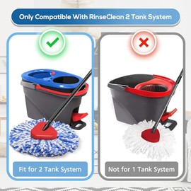 RinseClean - Juego de 4 recambios de repuesto para fregona giratoria compatibles con el sistema doble RinseClean, fregona de microfibra de fcil...    