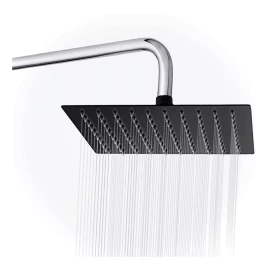 Meer Regadera Cuadrada Tipo Lluvia Acero Inox 20cm Negra Mate