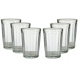 Russian Hot Tea Drinking Paneled Glass Granyoniy 200 ml for Hot/Cold Liquids fits Holder Podstakannik Vintage USSR Set of 6