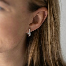 MATERIA by Matthias Wagner SO-230 Women's Oval Hoop Earrings Rhodium-Plated 925 Silver, Silver