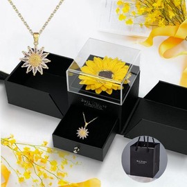 Artificial Sunflower Gifts for Women Her Daughter Girlfriend Wife Mom Friends Sisters Aunt, You are My Sunshine Necklace with Gift Box for Birthday Wedding Mother's Day Xmas Present:_closure
