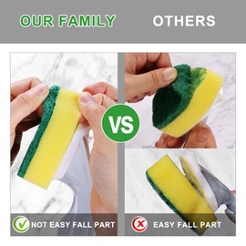 Varita para platos con 7 esponjas de repuesto para varita de platos, no es fácil y cabezales de esponja de repuesto de larga duración, almohadillas para cepillo de platos, juegos de limpieza de cocina