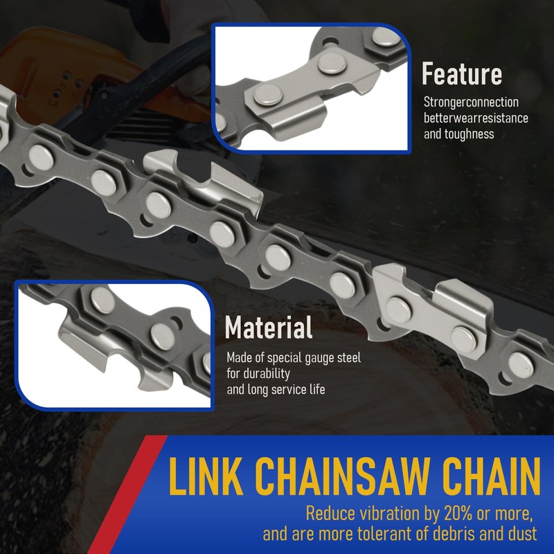 Anxingo 3 Pack 18 Inch Chainsaw Chain, 3/8" LP Pitch