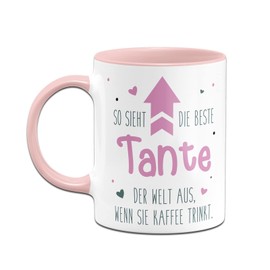 Tassenbrennerei Tasse So sieht die beste Tante der Welt aus wenn sie Kaffee trinkt - Geschenk mit Spruch lustig (Tante-Rosa)