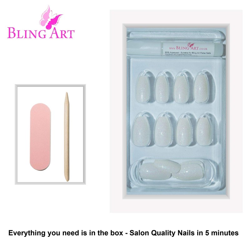 Bling Art False Nails Gel Glossy Ballerina Coffin 24 False