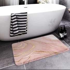 Britimes Bath Mat for Bathroom, Marble Washable Cover Floor Rug Carpets Floor Mat Bathroom Decorations 18x30 Inches for Kitchen Indoor