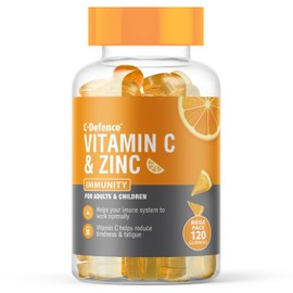 Vitamin C and Zinc Gummies by C Defence, Immunity, Vegan Gummies for Adults and Children- Orange Flavour
