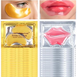 10pcs Parches Ojos Bolsas y Ojeras+10pcs Parche Labial, Eye Patches Eye Mask, Máscaras Gel para Ojos, Hidratación Ojeras, Colágeno Lip Mask, Máscara De Labios Eliminación Ojos Bolsas y Ojeras, Parches para Antiarrugas, Parches Ojeras