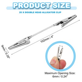 PATIKIL 20 Pcs Double Head Alligator Clip, Metal Long Hose Alligator Clip Memo Clips Strong Clip Picture Note Holders for DIY Note Photo Memo, Silver