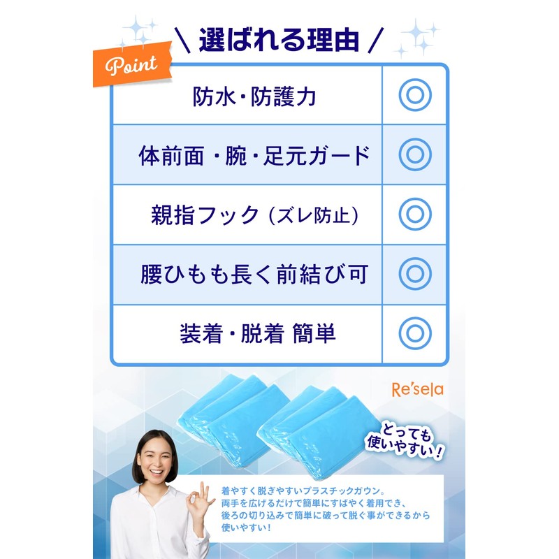 Protective Clothing, Disposable (Nurse Supervision) Plastic Gown, Thumb Hook Type,