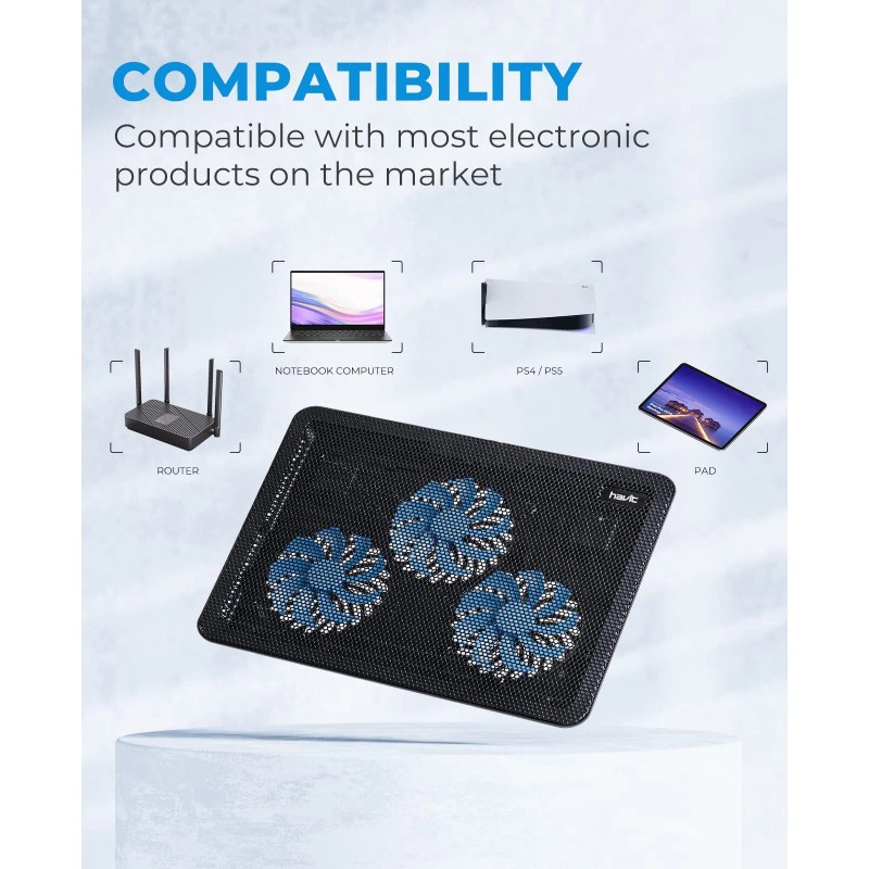 havit HV-F2056 15.6"-17" Laptop Cooler Cooling Pad - Slim Portable