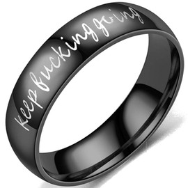 6mm Stainless Steel Keep Fucking Going Inspirational Encouragement Wedding Band Ring (Black, 7)