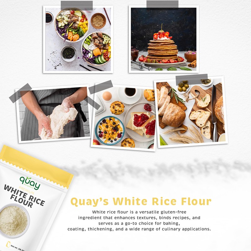 Quay Naturals Organic White Rice Flour, 2 lb, Finely Milled