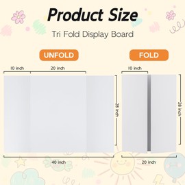 Somime 4 Pack Trifold Poster Board, 28x40 Inches White Presentation Board, Portable Display Board for Science Fair, School DIY Project and Business Exhibitions