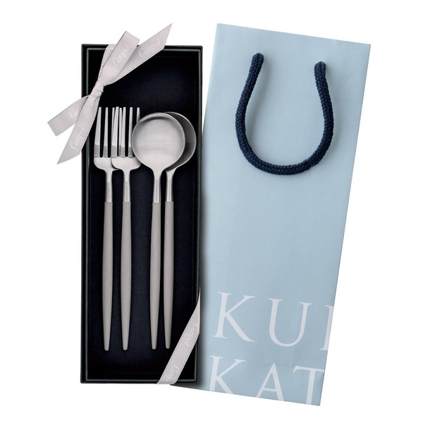 Cutipol GOA Warm Gray/Matte Silver Dessert (2 Forks and Spoons)
