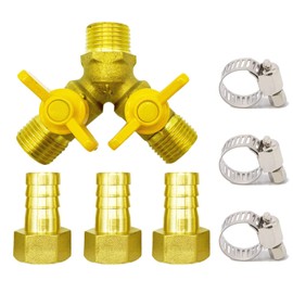 Metaland Brass 3 Way Shut-Off Valve, 5/16" Hose Barb 2 Switch Y Shaped Ball Valve Water/Fuel/Air