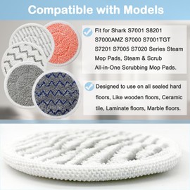 12 Pack Upgraded S7001 Pads Replacement Steam Mop Pads for Shark S7001 S8201 S7000 S8001 S7201 S7000AMZ S7001TGT Series Steam Mop Pads,Steam&Scrub All-in-One Scrubbing Mop Pads,Part Model #:XKITP7000