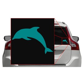 Jumping Dolphin [Pick Color/Size] Vinyl Decal Sticker for Laptop/Car/Truck/Window/Bumper (3in x 2in, Turquoise)