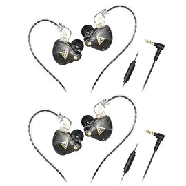 Yeabomy Wired Gaming Earbuds 2 Pack, AK6 PRO in Ear Monitors, Deep Bass Sound Wired Earbuds, HiFi in Ear Headphones with New 1DD 10mm Dynamic Driver, IEM for Music Gaming Video Calling (Black+Black)