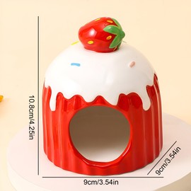 Guador Small Animal Hideout Hamster House Hamster Cave Hamster Hideout Mini Hut Hamster Ceramic Hamster Hideout Ceramic Hamster Hideout Nest Mice Rats Small Animals (Red Snow Top)