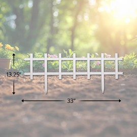 Suncast Cape Cod Styling Weatherproof Long Border Fence with Interlocking Tabs for Garden and Yard Edging Solution, White (4 Pack)