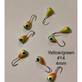 Unbranded (5 pack) -- $1 each --Tungsten Ice Fishing and Fly Jig Crappie Walleye - Yellow/green