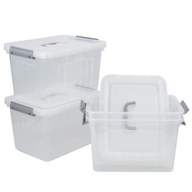 Lesbin 4-Pack Clear Plastic Storage Latch Box with Lids, 10 L