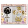 Boy's First Holy Communion Gift Glass Black Rosary & Small