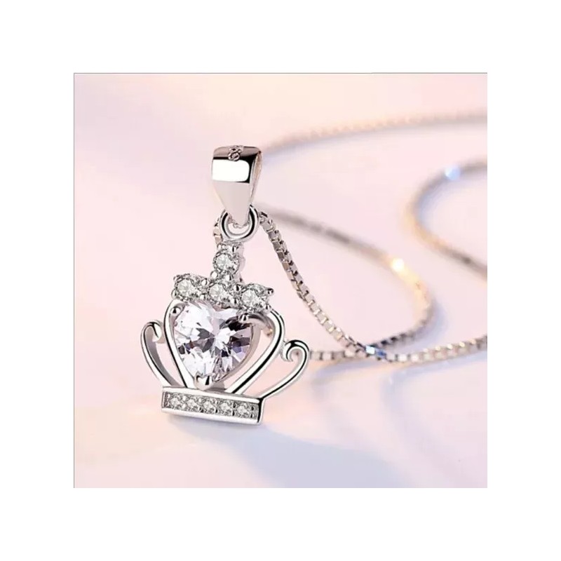 Dtup Collar De Corona Reina Circonio Plata 925 Elegante Regalo