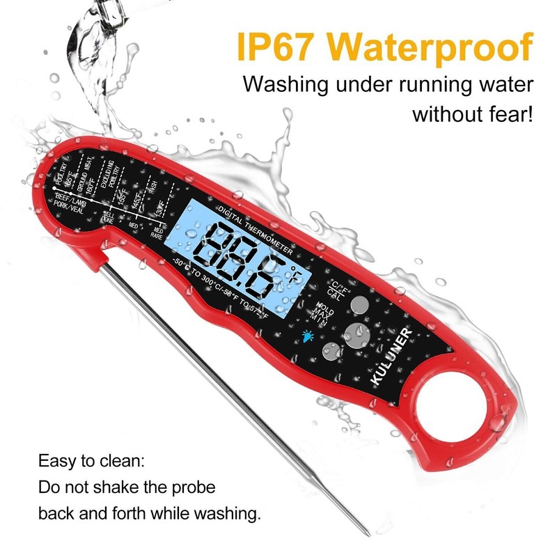 KULUNER TP-01 Waterproof Digital Instant Read Meat LCD Thermometer with