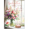 doodlecards Godmother Birthday Card Flower Bouquet and present Medium Size