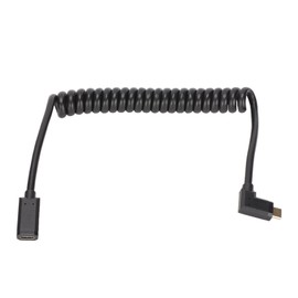 USB C Cable USB C Female to USB C Male 4K 60hz 3A Quick Charging 10Gbps 1.2m Helical Spring Design USB C Power CableFemale Head to Male Side Bend