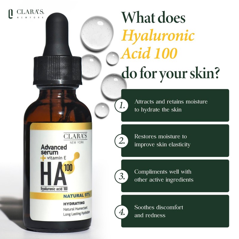 Clara's New York Advanced Hydrating Hyaluronic Acid 100 Facial Serum,