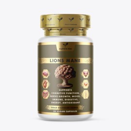 Lions Mane Supplement - 3000mg Lion's Mane Capsules High Strength - 30 Capsules - 100% Pure Lion Mane Mushroom Fruiting Bodies Extract – Vegan - Made in The UK
