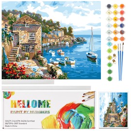 RUISTLI Paint by Numbers 40 * 50cm,con Pinturas Acrílicas y Lienzo para Pintar,Pintura por Numeros para Adultos y Niños (A-ciudad costera)