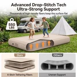 Air Mattress with Built-in air Pump; Single Blow up Floor Mattress， Brushed Single air Mattress 8 inches Thick; Suitable for Home, Guest Room and Camping Inflatable Mattress.