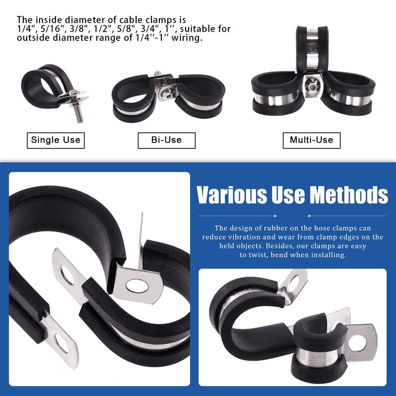 Glarks 84Pcs Stainless Steel Cable Clamps Assortment Kit - 7