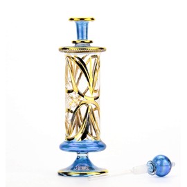 NileCart X large Egyptian perfume bottles handmade in Egypt with 24K gold decoration your for Perfume, Essential Oils, Egyptian Decoration or Party Table Centerpiece (Blue)