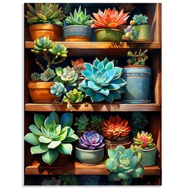 Stamped Cross Stitch Kits for Adults - Succulents Embroidery Kits for Beginners Adults,11 CT Patterns Dimensions Counted Cross Stitch Kits for Adults Arts Craft 12x16 inch