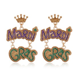 Mardi Gras Dangle Earrings for Women Carnival Colorful Hats Boots Crown Drop Earrings Holiday Party Mardi Gras Accessories Jewelry Gifts-Mardi Gras