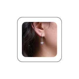 Yienate Boho Huggie Hoop Earrings Tiny Circle Hoop Earrings CZ Rhinestone Moon / Star / Flash / Evil Eye / Cone / Snake Dangle Drop Earrings Punk Statement Earrings for Women Girls (Silver Moon Star),