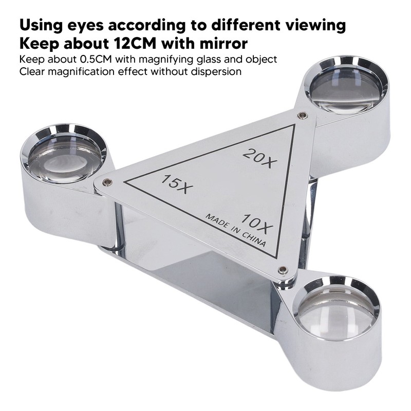 3 Lens Loupe Pocket Foldable Jewelers 10X 15X 20X Jewelry