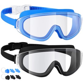 EasYoung Frameless Kids Swim Goggles, 2-Pack Swimming Goggles for Kids, Child, Boys or Girls From 6-12, Wide View Pool Goggle