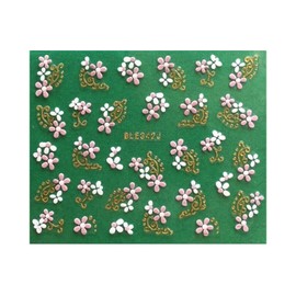 Generic Gold and Silver Daisy Pink White Flower Rhinestone Nail Art Sticker Ble342 Golden Nail Wraps Art Stickers Manicure Supplies for Women for Home Nails Full Long Lasting Easy Apply and Remove