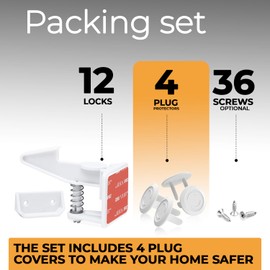 Child Proof Locks for Cabinet Doors (12 Pack + Gift) - Child Cabinet Locks Baby Locks for Cabinets and Drawers - Baby Cabinet Safety Latches Child Locks for Kitchen Cabinets Baby Proofing Cabinets