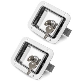 QWORK Travel Trailer Lock, 4 Pack, Stainless Steel Flush Mount Handle Latch Door Lock for Trucks, Tool Boxes, 4 Lock with 8 Keys
